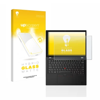 Front side of a product packaging with the brand logo upscreen. Next to it is the device Lenovo Thinkpad L13 Gen 3 shown with 