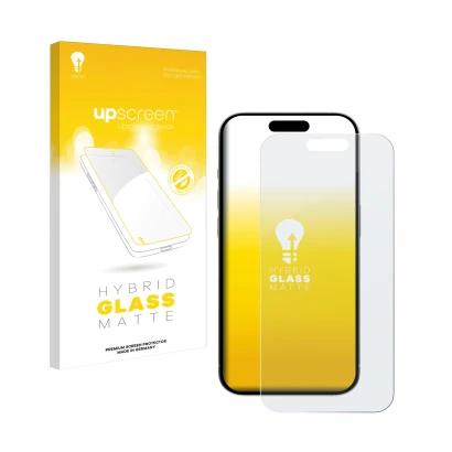 Front side of a product packaging with the brand logo upscreen. Next to it is the device Apple iPhone 15 Pro shown with the co