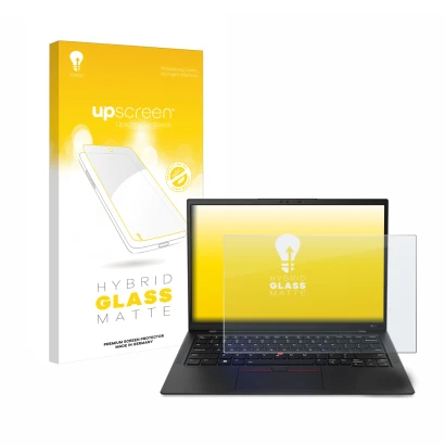 Front side of a product packaging with the brand logo upscreen. Next to it is the device Lenovo ThinkPad X1 Carbon 14" Gen 11 