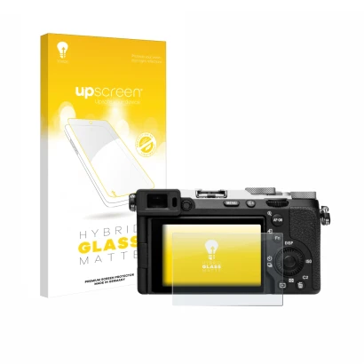Front side of a product packaging with the brand logo upscreen. Next to it is the device Sony Alpha 7C II (ILCE-7CM2) shown wi