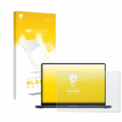 Front side of a product packaging with the brand logo upscreen. Next to it is the device Apple MacBook Pro 14" M3 2023 shown w