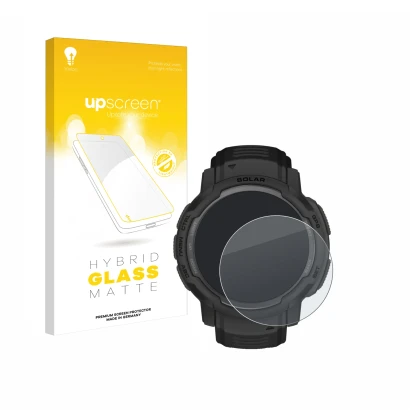 Front side of a product packaging with the brand logo upscreen. Next to it is the device Garmin Instinct Crossover AMOLED show