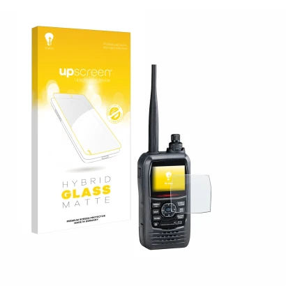 Front side of a product packaging with the brand logo upscreen. Next to it is the device Icom IC-R15 shown with the correspond