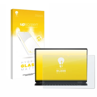 Front side of a product packaging with the brand logo upscreen. Next to it is the device HP Spectre x360 16