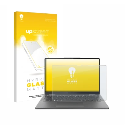 Front side of a product packaging with the brand logo upscreen. Next to it is the device Lenovo Yoga 7 2-in-1 Gen 9 14