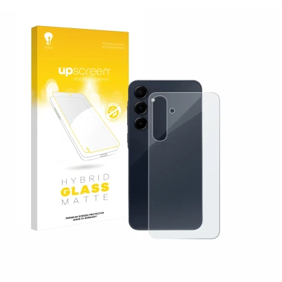 Front side of a product packaging with the brand logo upscreen. Next to it is the device Samsung Galaxy A55 5G (Back) shown wi