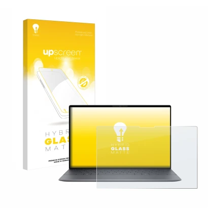 Front side of a product packaging with the brand logo upscreen. Next to it is the device Dell XPS 13 9345 shown with the corre