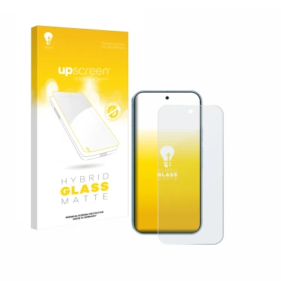 Front side of a product packaging with the brand logo upscreen. Next to it is the device Google Pixel 9 Pro shown with the cor