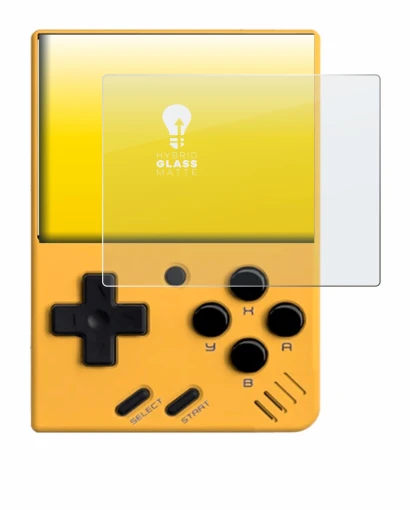 Image of the device Miyoo Mini V4 with a wide variety of screen protectors.