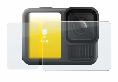 Image of the device GoPro Hero 13 Black with a wide variety of screen protectors.