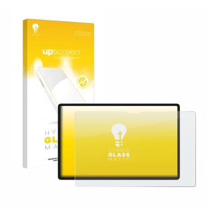 Front side of a product packaging with the brand logo upscreen. Next to it is the device Lenovo Yoga Tab Plus 2025 shown with 