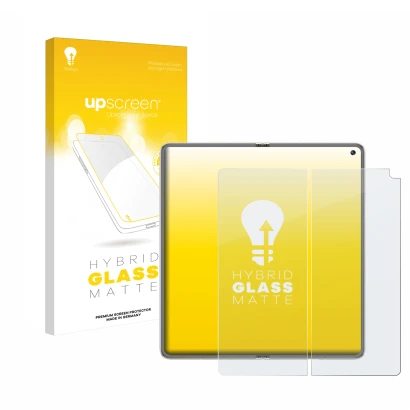 Front side of a product packaging with the brand logo upscreen. Next to it is the device Huawei Mate X6 (Inner display) shown 