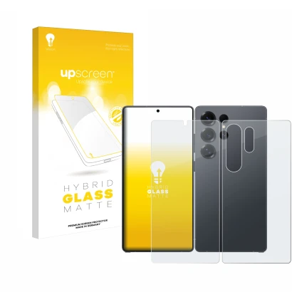 Front side of a product packaging with the brand logo upscreen. Next to it is the device Samsung Galaxy S25 Ultra Enterprise E