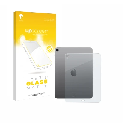 Front side of a product packaging with the brand logo upscreen. Next to it is the device Apple iPad Air 11