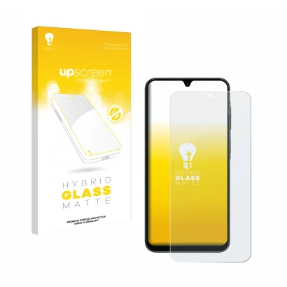 Front side of a product packaging with the brand logo upscreen. Next to it is the device Samsung Galaxy A26 5G shown with the 