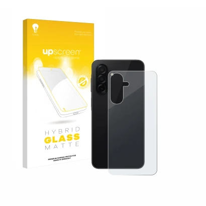 Front side of a product packaging with the brand logo upscreen. Next to it is the device Samsung Galaxy A26 5G (Back) shown wi