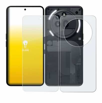 Image of the device Nothing Phone (3a) Pro (Front+Back) with a wide variety of screen protectors.