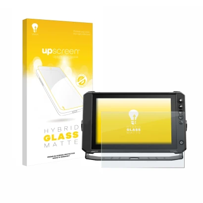 Front side of a product packaging with the brand logo upscreen. Next to it is the device Lowrance Elite FS 10 shown with the c