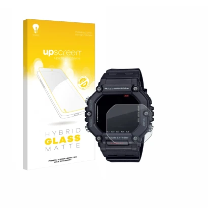 Front side of a product packaging with the brand logo upscreen. Next to it is the device Casio AE-1600H shown with the corresp