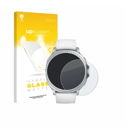 Front side of a product packaging with the brand logo upscreen. Next to it is the device Samsung Galaxy Watch 8 Classic (46 mm