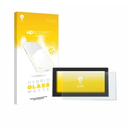 Front side of a product packaging with the brand logo upscreen. Next to it is the device Volkswagen Golf MK8.5 12.9" shown wit