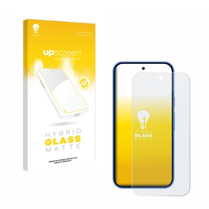 Front side of a product packaging with the brand logo upscreen. Next to it is the device Google Pixel 10 shown with the corres