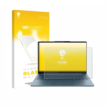 Front side of a product packaging with the brand logo upscreen. Next to it is the device Lenovo Yoga Slim 7 Gen 10 14" Touch s