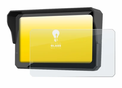 Image of the device Carpuride W602S Pro with a wide variety of screen protectors.