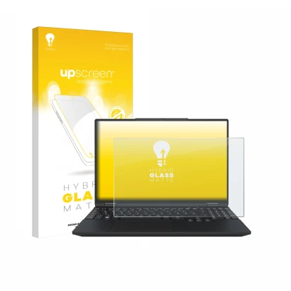 Front side of a product packaging with the brand logo upscreen. Next to it is the device Tuxedo InfinityBook Max 15 Gen 10 sho