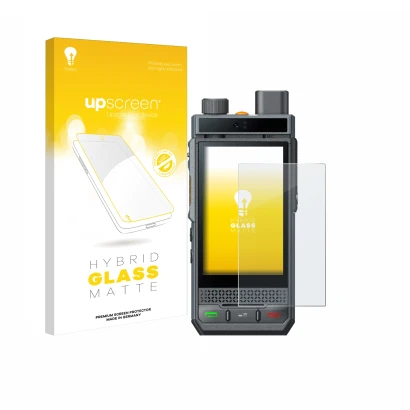 Front side of a product packaging with the brand logo upscreen. Next to it is the device Hytera P60 shown with the correspondi