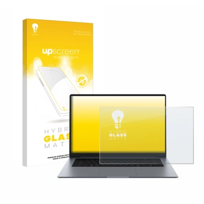 Front side of a product packaging with the brand logo upscreen. Next to it is the device Samsung Galaxy Book6 16" shown with t