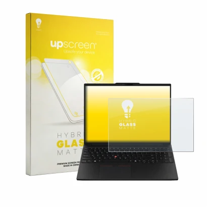 Front side of a product packaging with the brand logo upscreen. Next to it is the device Lenovo ThinkPad P16s Gen 5 shown with