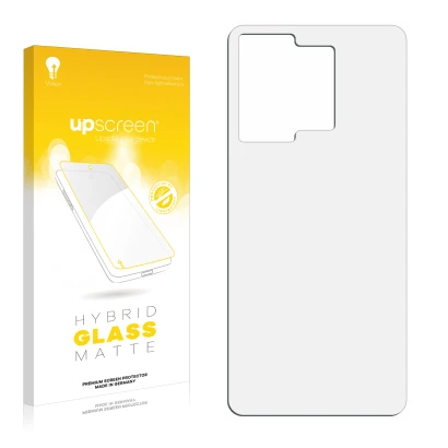Front side of a product packaging with the brand logo upscreen. Next to it is the corresponding screen protector.