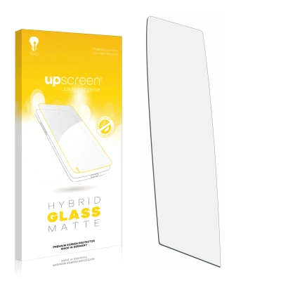 Front side of a product packaging with the brand logo upscreen. Next to it is the corresponding screen protector.