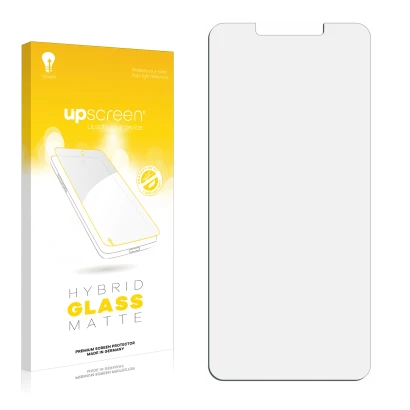 Front side of a product packaging with the brand logo upscreen. Next to it is the corresponding screen protector.