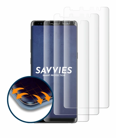 Image of the device Samsung Galaxy Note 8 with a wide variety of screen protectors.