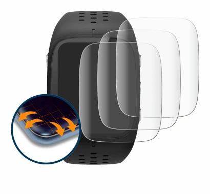 Image of the device Polar M430 with a wide variety of screen protectors.