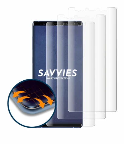 Image of the device Samsung Galaxy Note 9 with a wide variety of screen protectors.