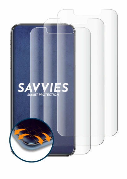Image of the device Apple iPhone Xs Max with a wide variety of screen protectors.