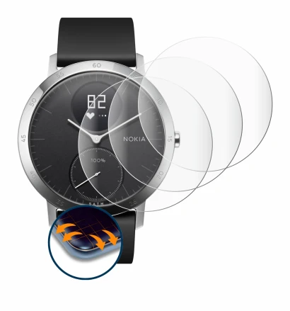 Image of the device Withings Steel HR (40 mm) with a wide variety of screen protectors.
