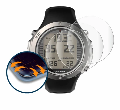 Image of the device Suunto D6I Novo with a wide variety of screen protectors.