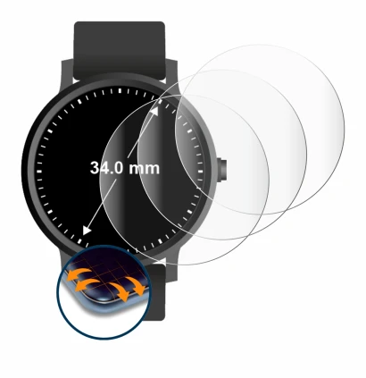 Image of the device Circular Displays (ø: 34 mm) with a wide variety of screen protectors.