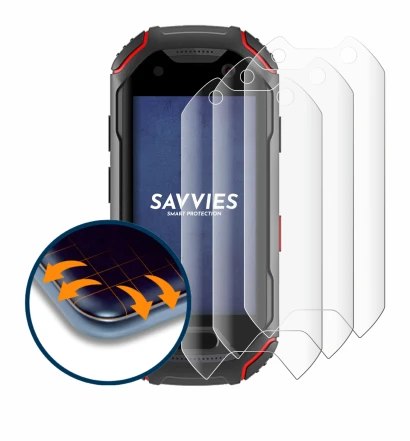 Image of the device Unihertz Atom with a wide variety of screen protectors.