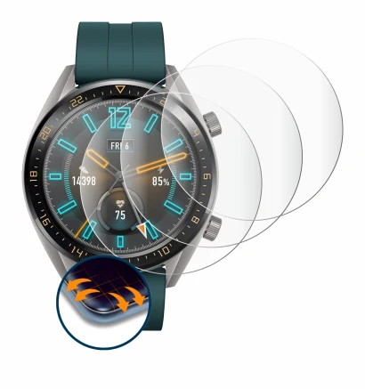 Image of the device Huawei Watch GT Active with a wide variety of screen protectors.