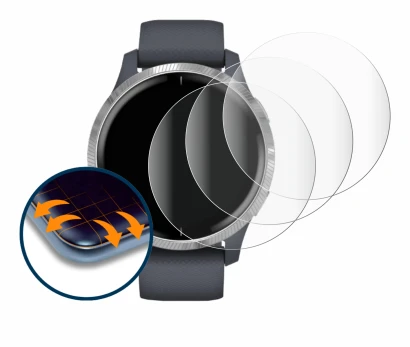 Image of the device Garmin Venu (43 mm) with a wide variety of screen protectors.