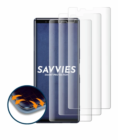 Image of the device Sony Xperia 5 with a wide variety of screen protectors.