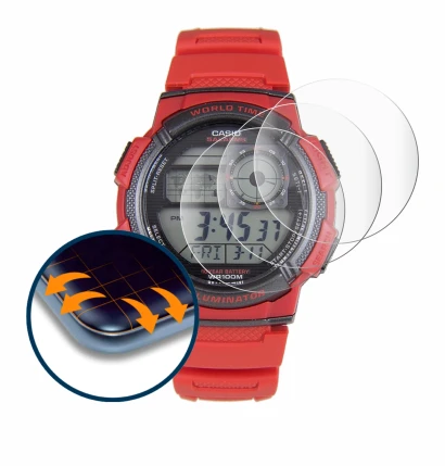 Image of the device Casio AE-1000W with a wide variety of screen protectors.