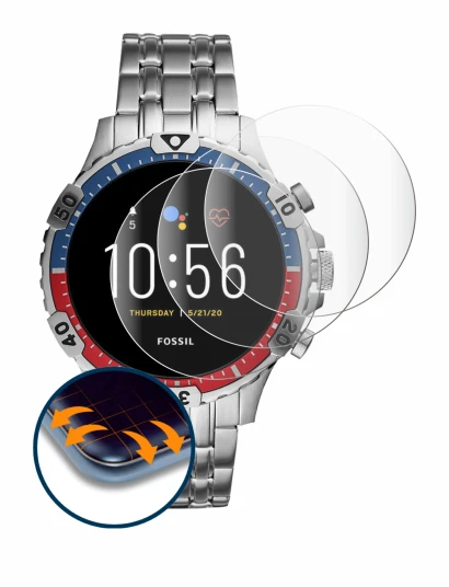 Image of the device Fossil Garrett HR (5. Gen) with a wide variety of screen protectors.