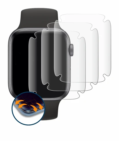 Image of the device Apple Watch SE (44 mm) with a wide variety of screen protectors.
