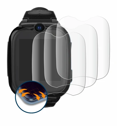 Image of the device Xplora Go 2 with a wide variety of screen protectors.